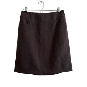 NWT Max Studio Brown Skirt Wool Blend Flat Front Pockets Lined Women's Size 8